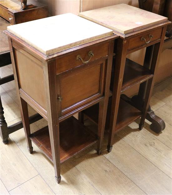 Two inlaid bedside cabinets W.38cm
